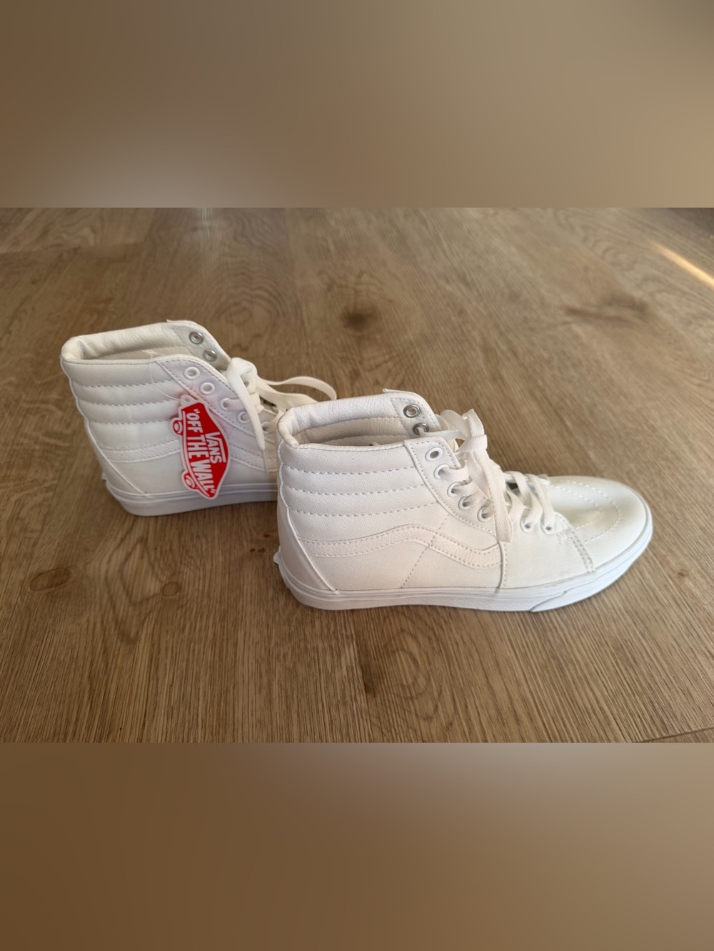 Vans SK8-HI Off the Wall High-Top Sneakers - mens 6.5 / womens 8 - white/cream